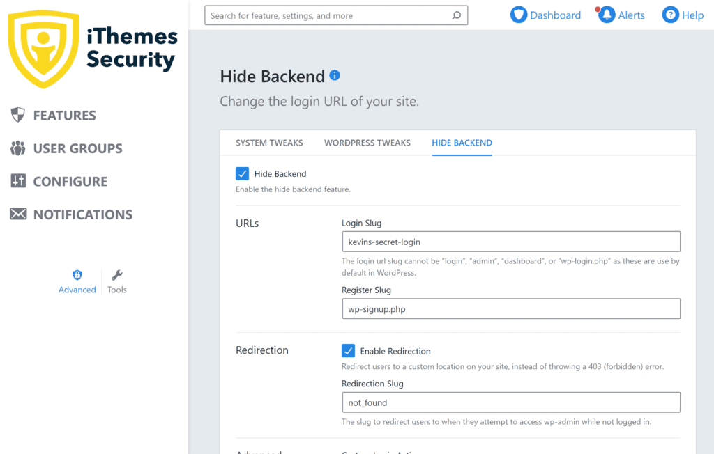 Hiding Backend in iThemes Security