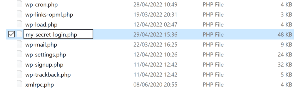 Renaming the WordPress Login File
