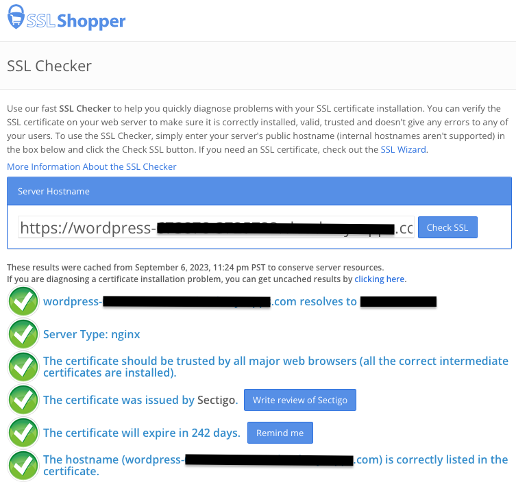 checking if SSL is installed using SSLshopper