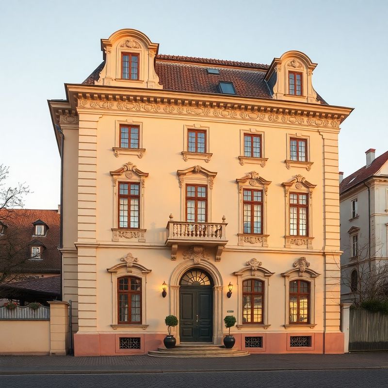 Exteriér secesního domu na Vinohradech v ranním světle