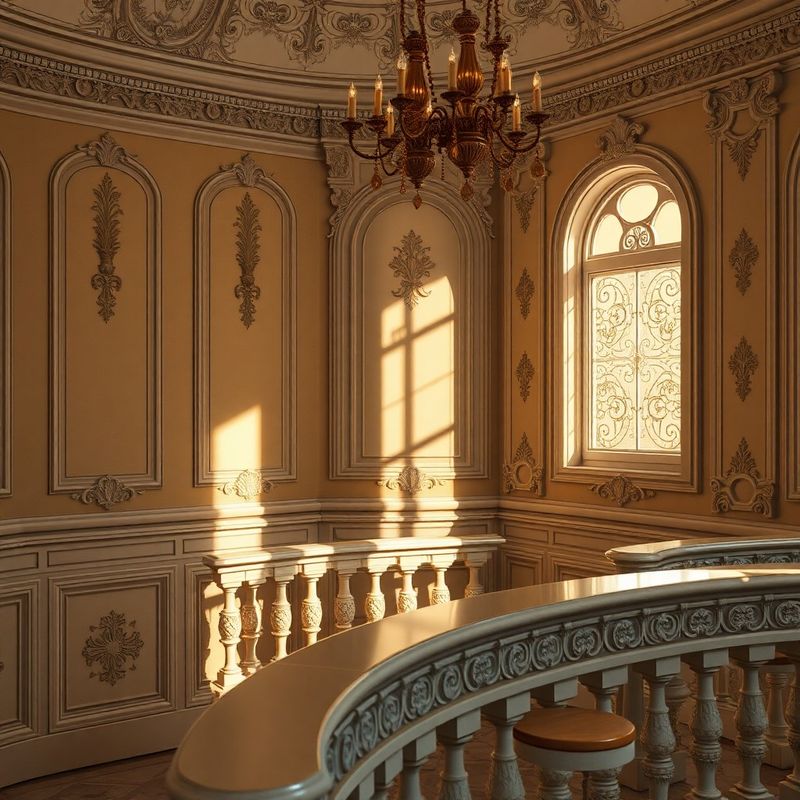 Detail historického mezaninu s původními štukaturami